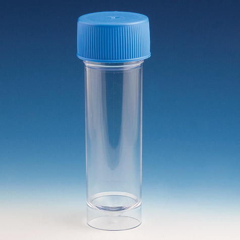 Globe Scientific Container, Universal, 30mL, Attached Screwcap, PS, Conical Bottom, Self-Standing, 100/Bag, 5 Bags/Unit Centrifuge Tube; 30mL; Self Standing; Screwcap; Polystyrene; PS